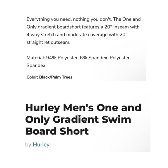 Hurley Mens Size 32 Black Palm Tree Only Gradient Swim Board Short NWT - Picture 3 of 7